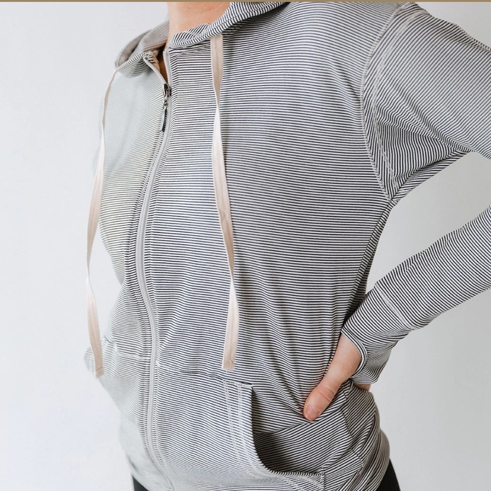 ALBION Zip-Up Jacket Sweet‎ Stripe Hoodie size Small